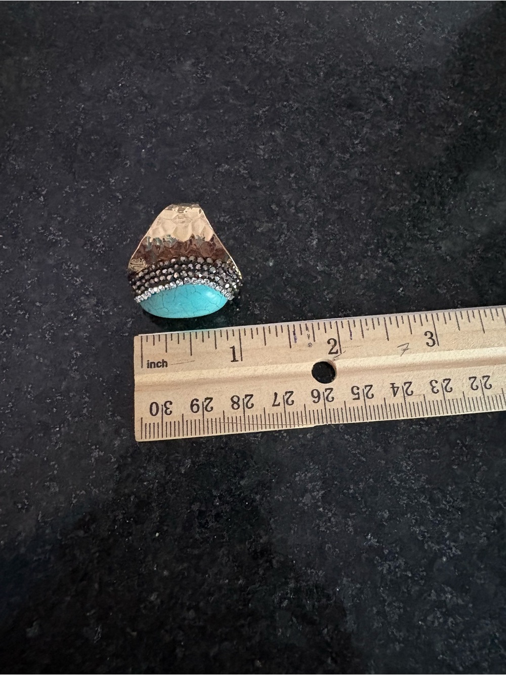 Source Unknown Turquoise Teardrop Ring with Gold Accents - Picture 4 of 5